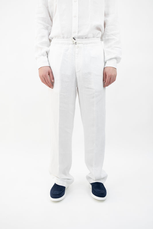 PANTALONE CIL19 PAJAMA TROPEA IN LINO BIANCO InLinum