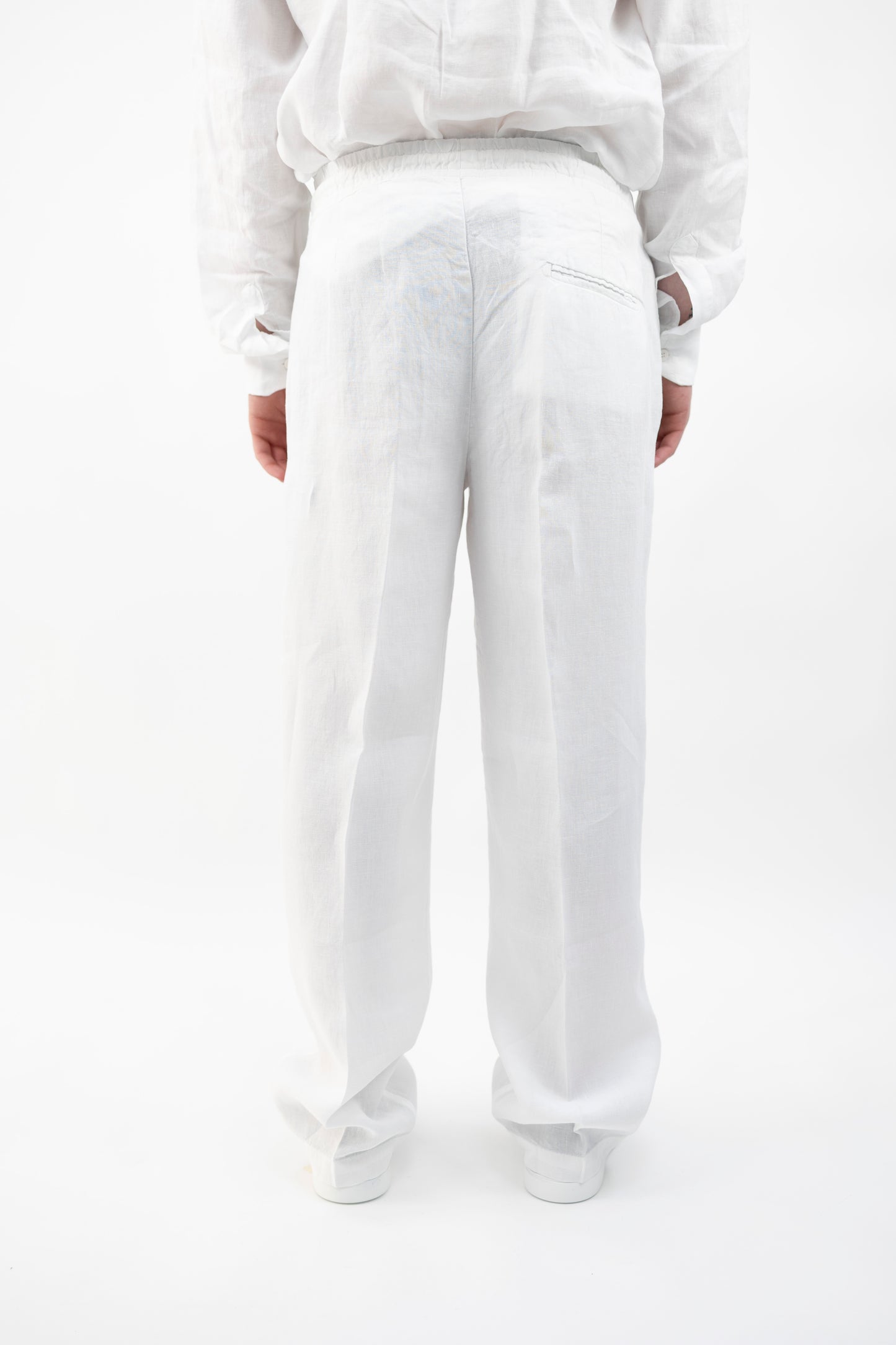 PANTALONE CIL19 PAJAMA TROPEA IN LINO BIANCO InLinum