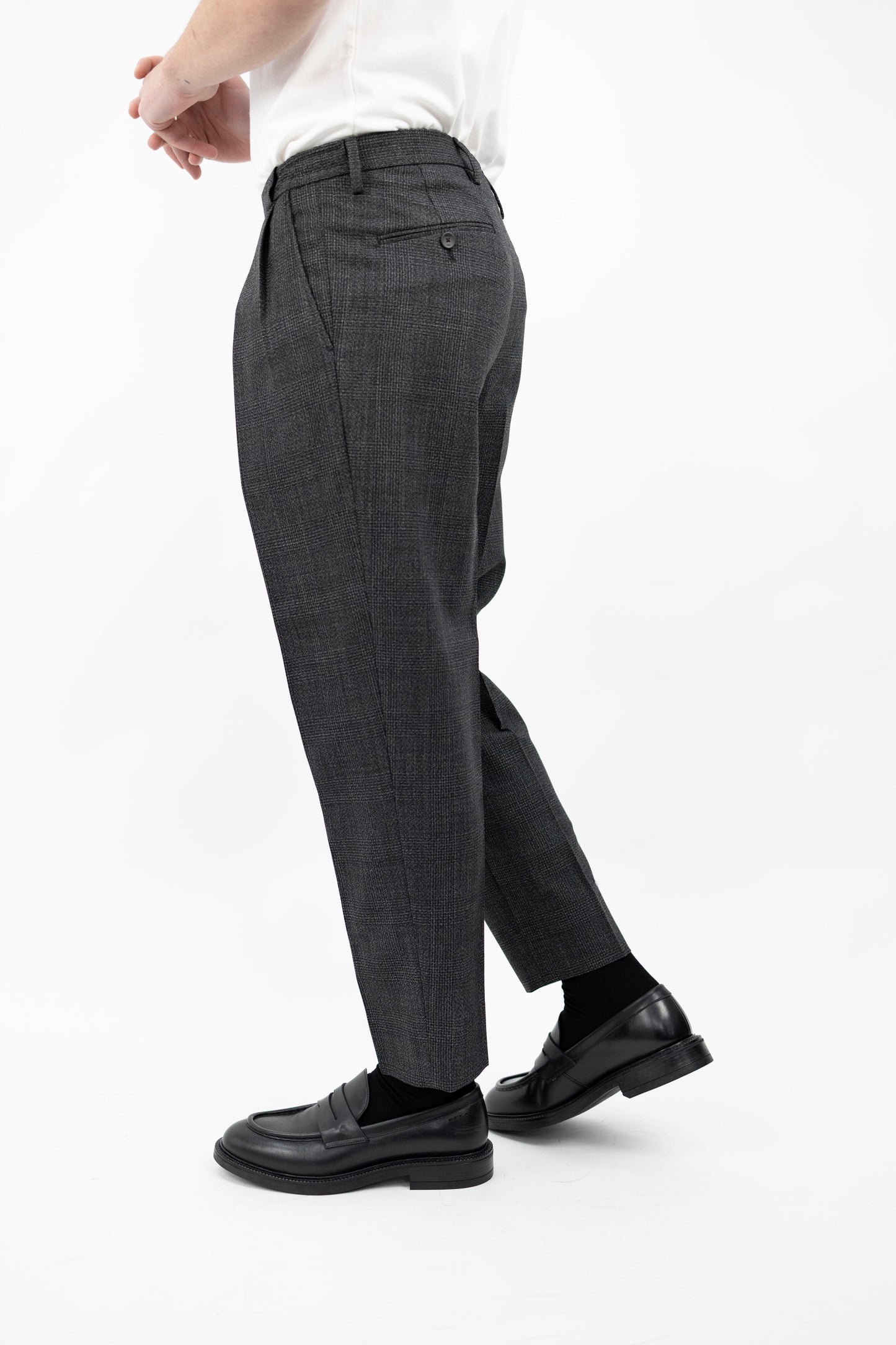 PANTALONE IN LANA TRAMA CHECK PORTOBELLOSNQD 400135 010 Quattro decimi BY Briglia