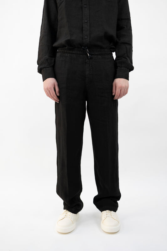 PANTALONE CIL19 PAJAMA TROPEA IN LINO NERO InLinum