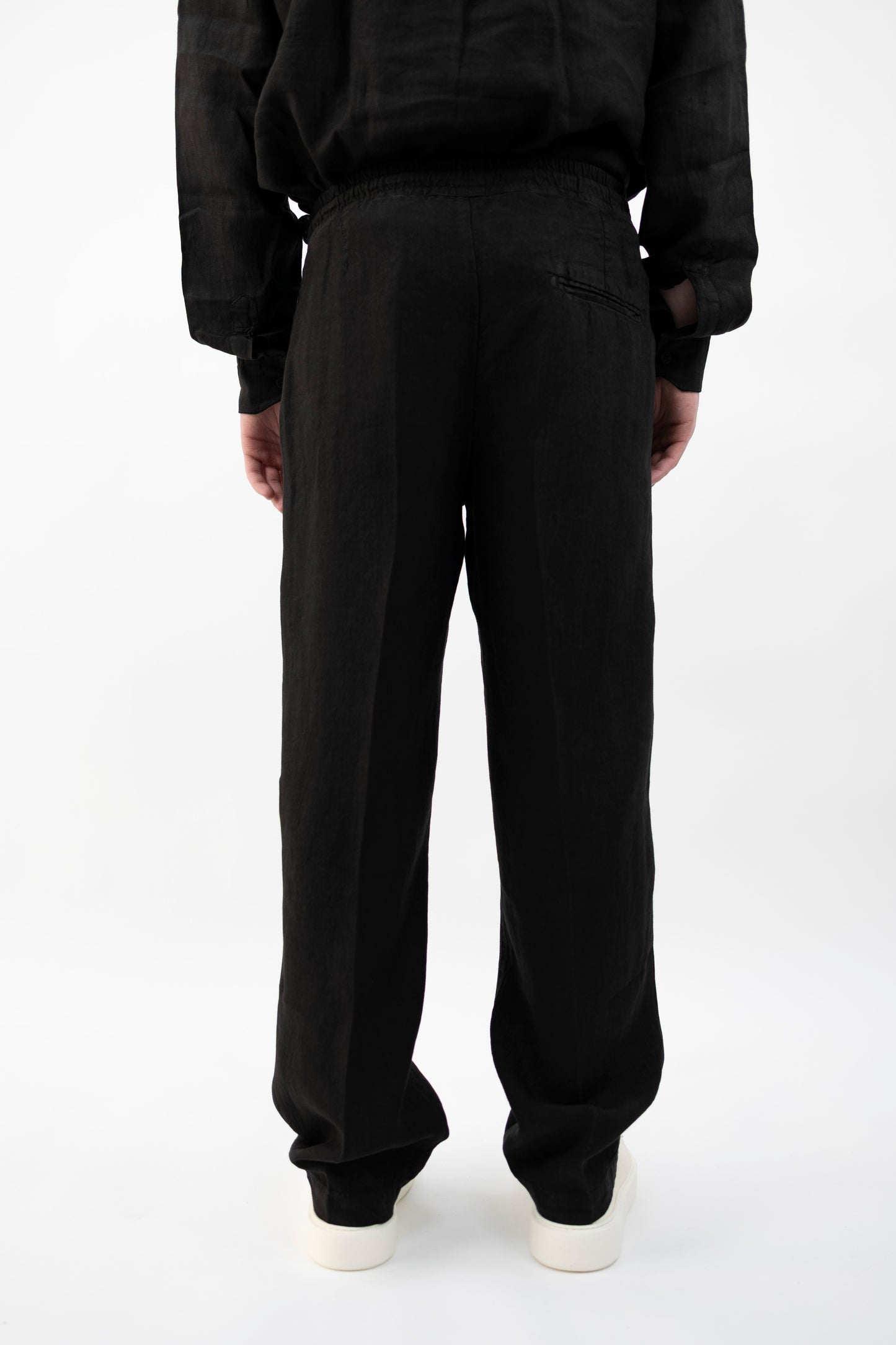 PANTALONE CIL19 PAJAMA TROPEA IN LINO NERO InLinum