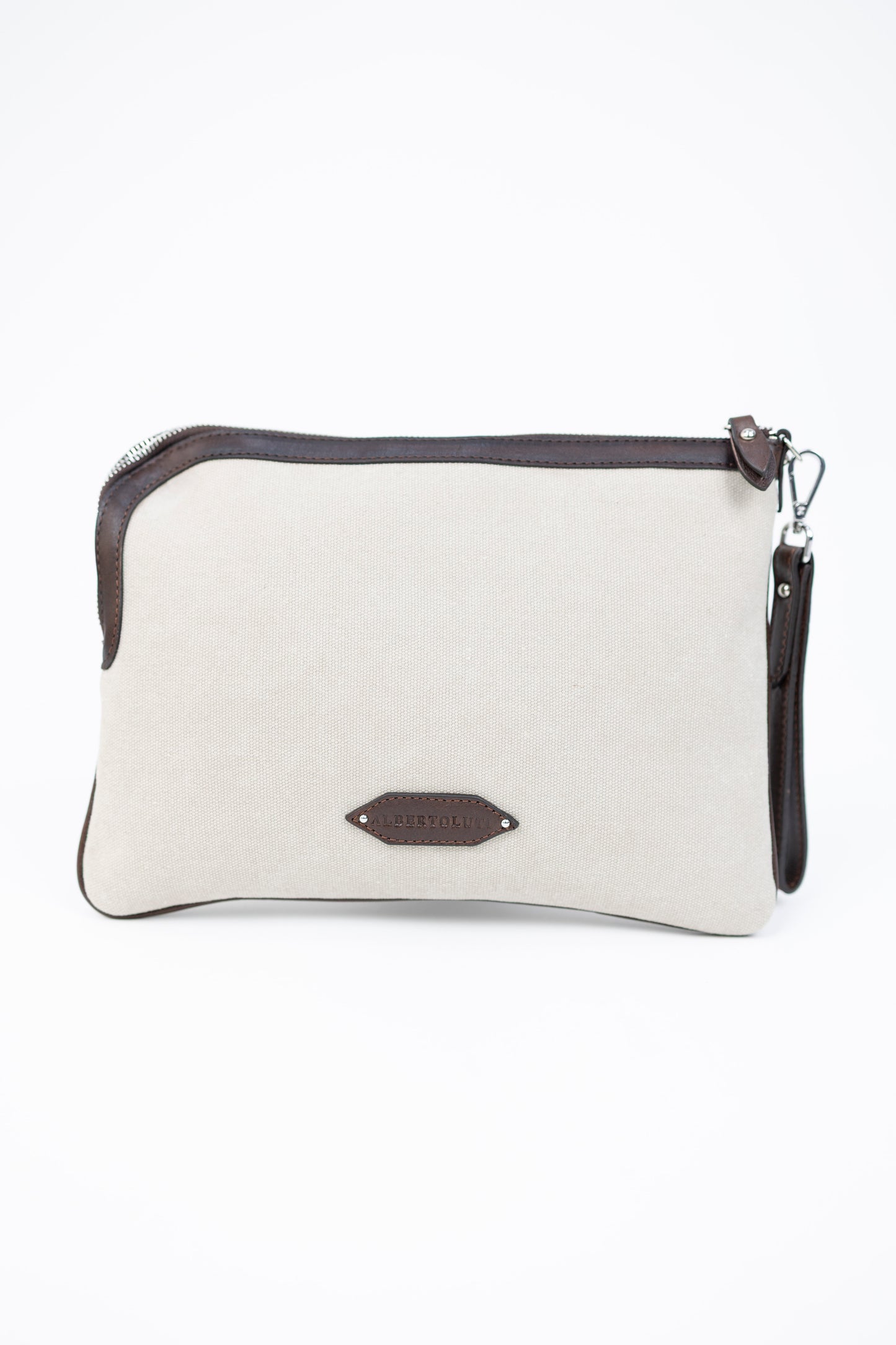 POCHETTE MANICO CANVAS SABBIA TESTA DI MORO Alberto Luti