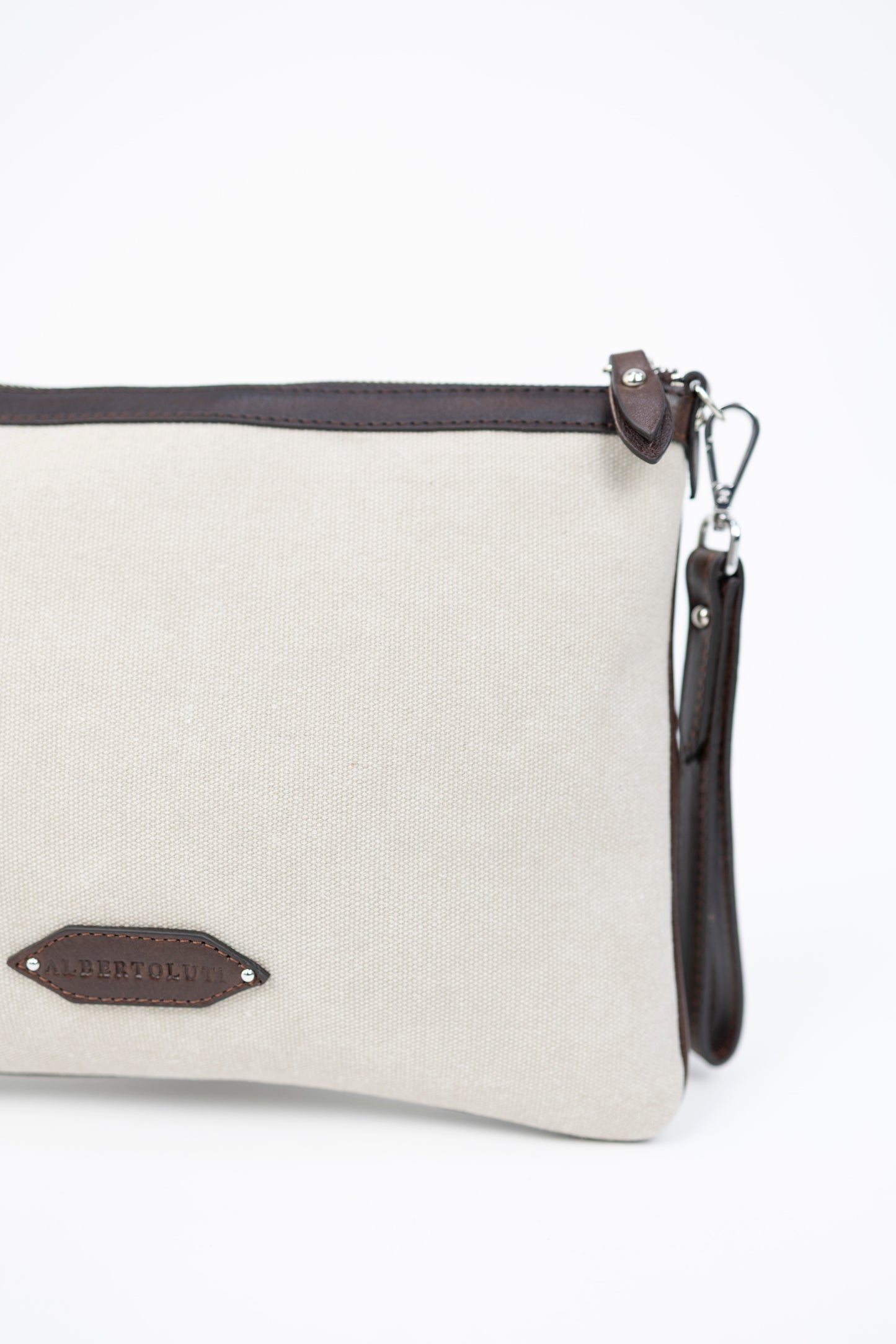 POCHETTE MANICO CANVAS SABBIA TESTA DI MORO Alberto Luti