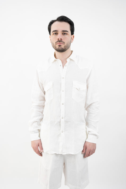 CAMICIA WESTERN CIL02 MARK IN LINO OFF-WHITE InLinum