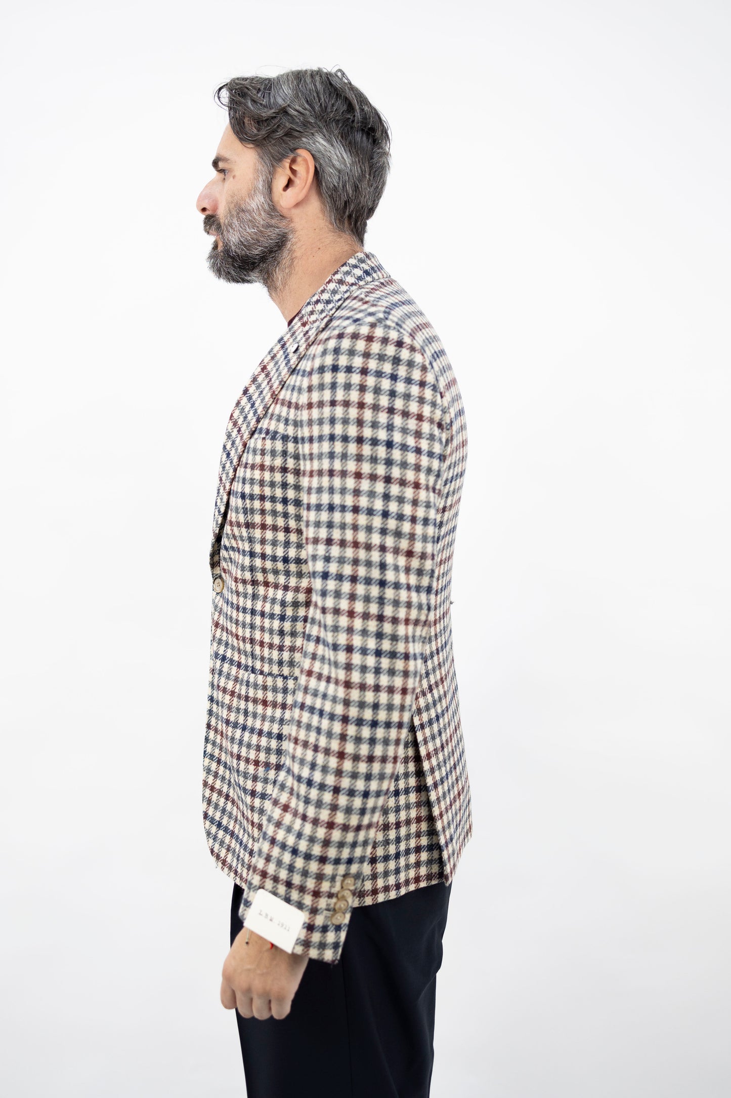 GIACCA MONOPETTO IN LANA A QUADRI 52673/2 2684 L.B.M.