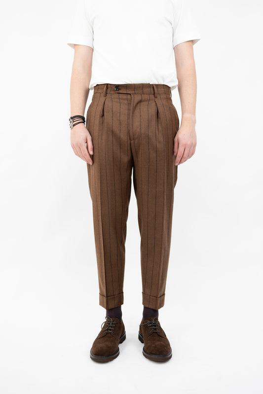 PANTALONE CHIAIA IN LANA RIGATO TABACCO AN1277 BERWICH