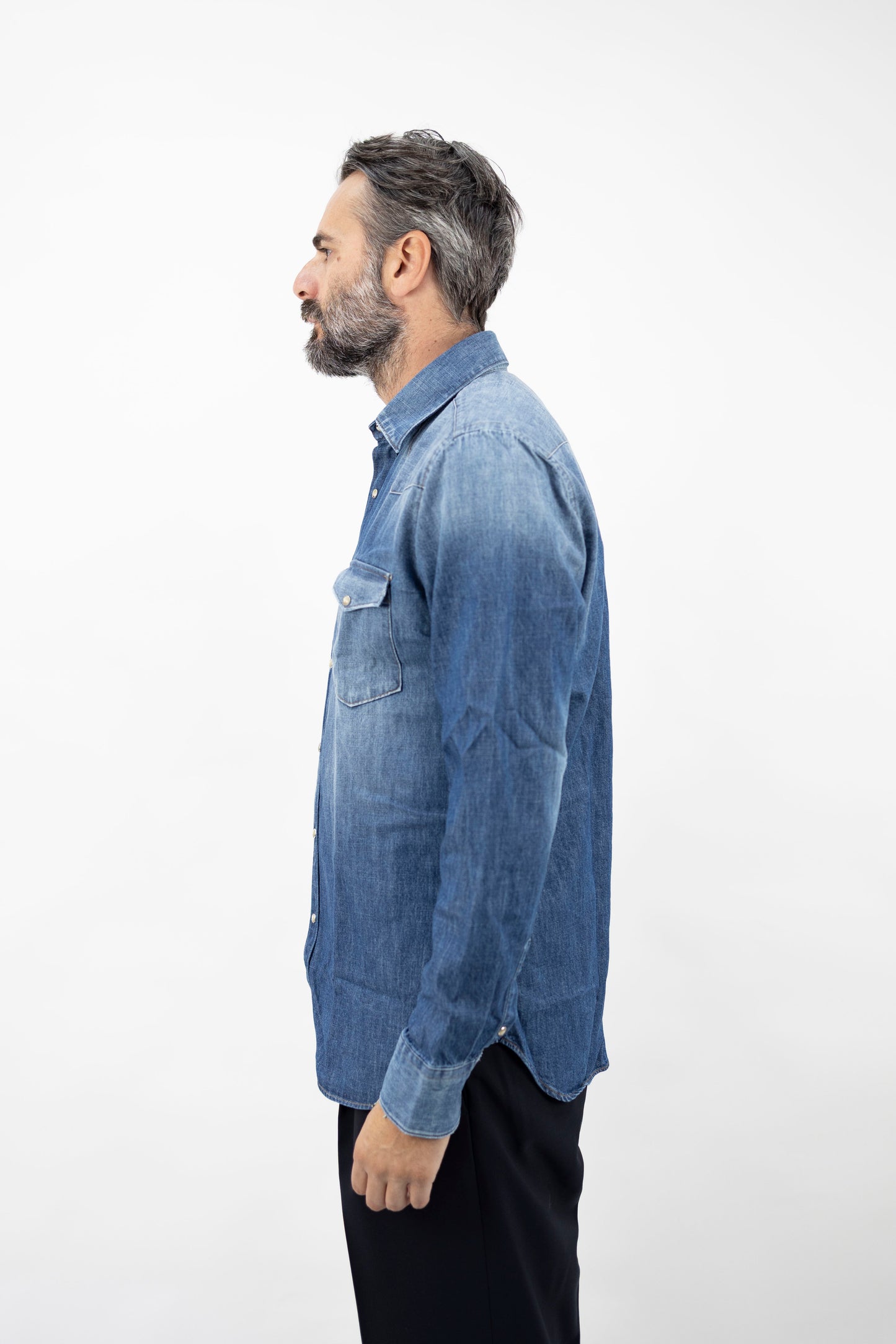 CAMICIA WESTERN IN DENIM SFUMATO 1YBFN93UZ2 Tintoria Mattei 954