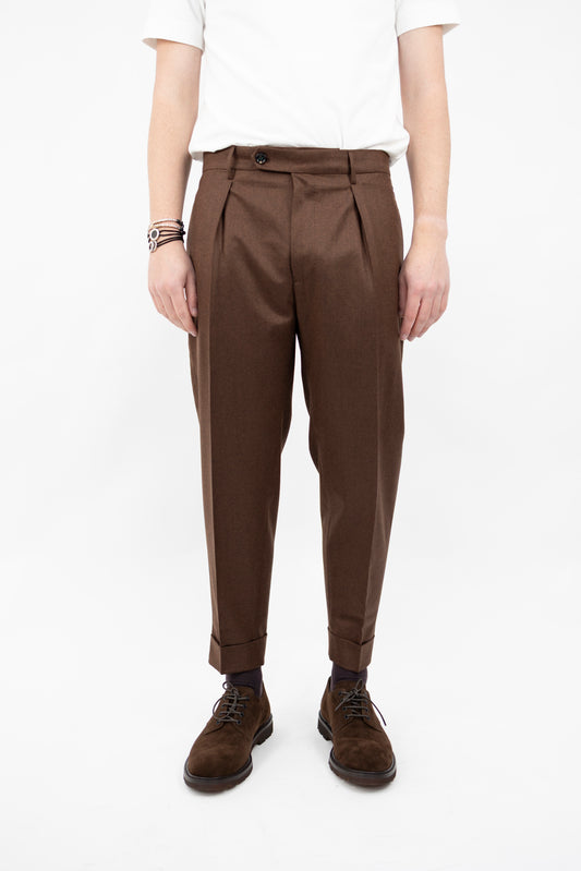 PANTALONE CHIAIA IN LANA VITALE BARBERIS VB8996 TOBACCO BERWICH