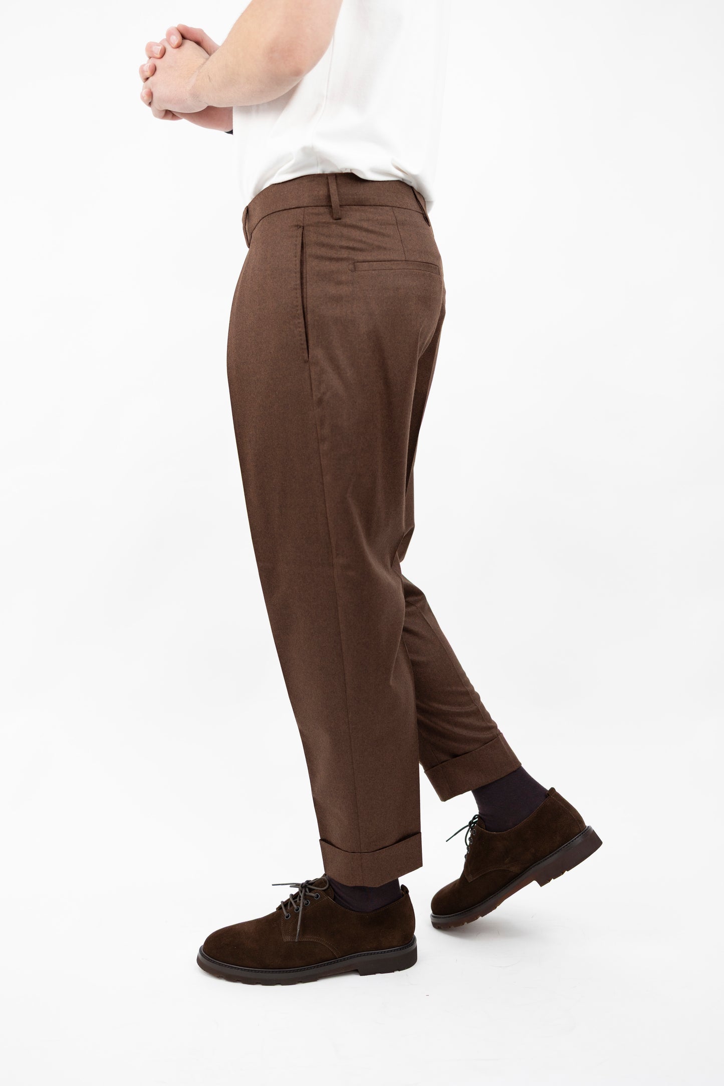 PANTALONE CHIAIA IN LANA VITALE BARBERIS VB8996 TOBACCO BERWICH