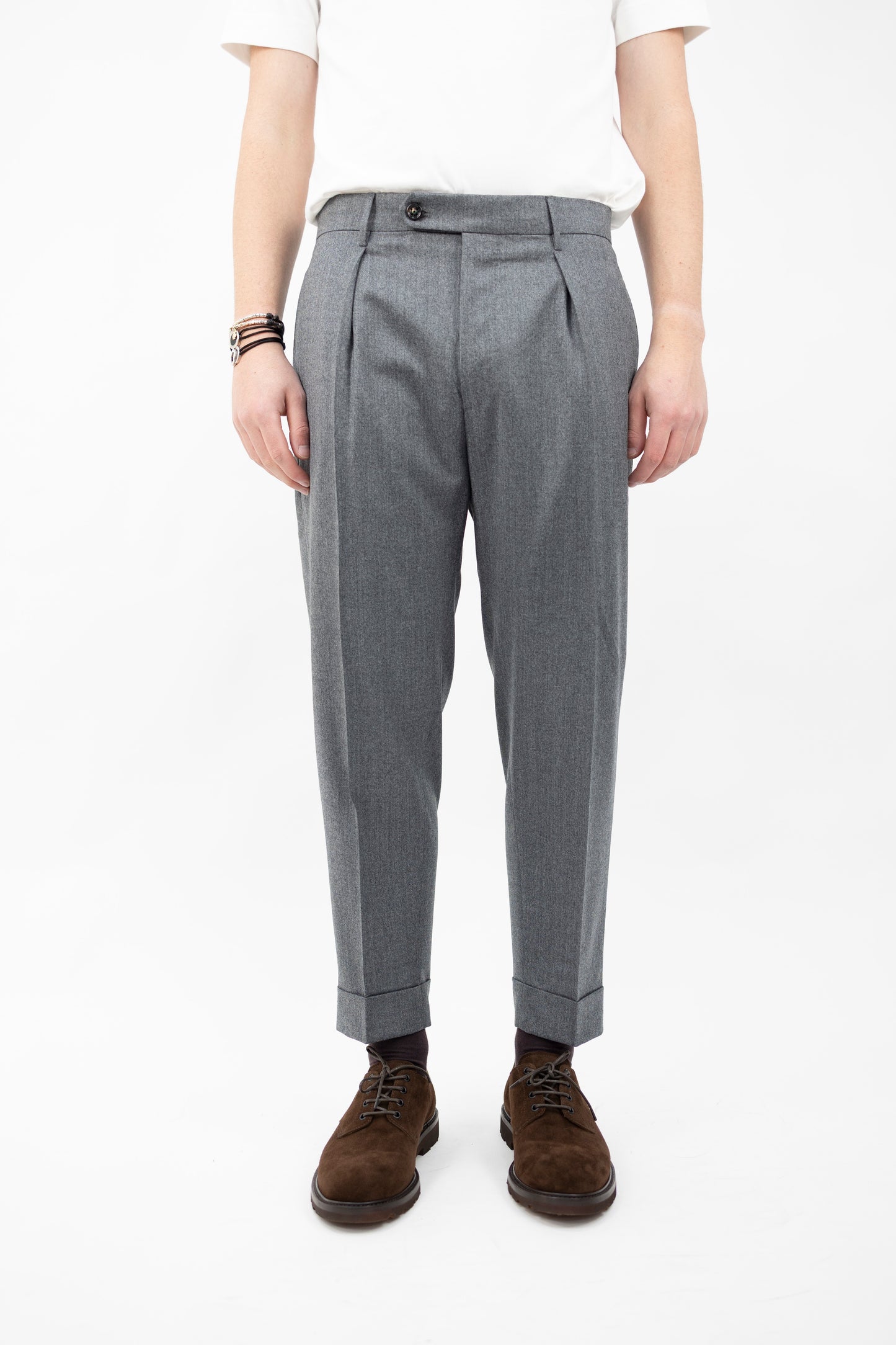 PANTALONE CHIAIA IN LANA VITALE BARBERIS VB8996 GRIGIO BERWICH