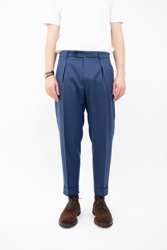 PANTALONE CHIAIA IN LANA VITALE BARBERIS VB8996 BLUE BERWICH