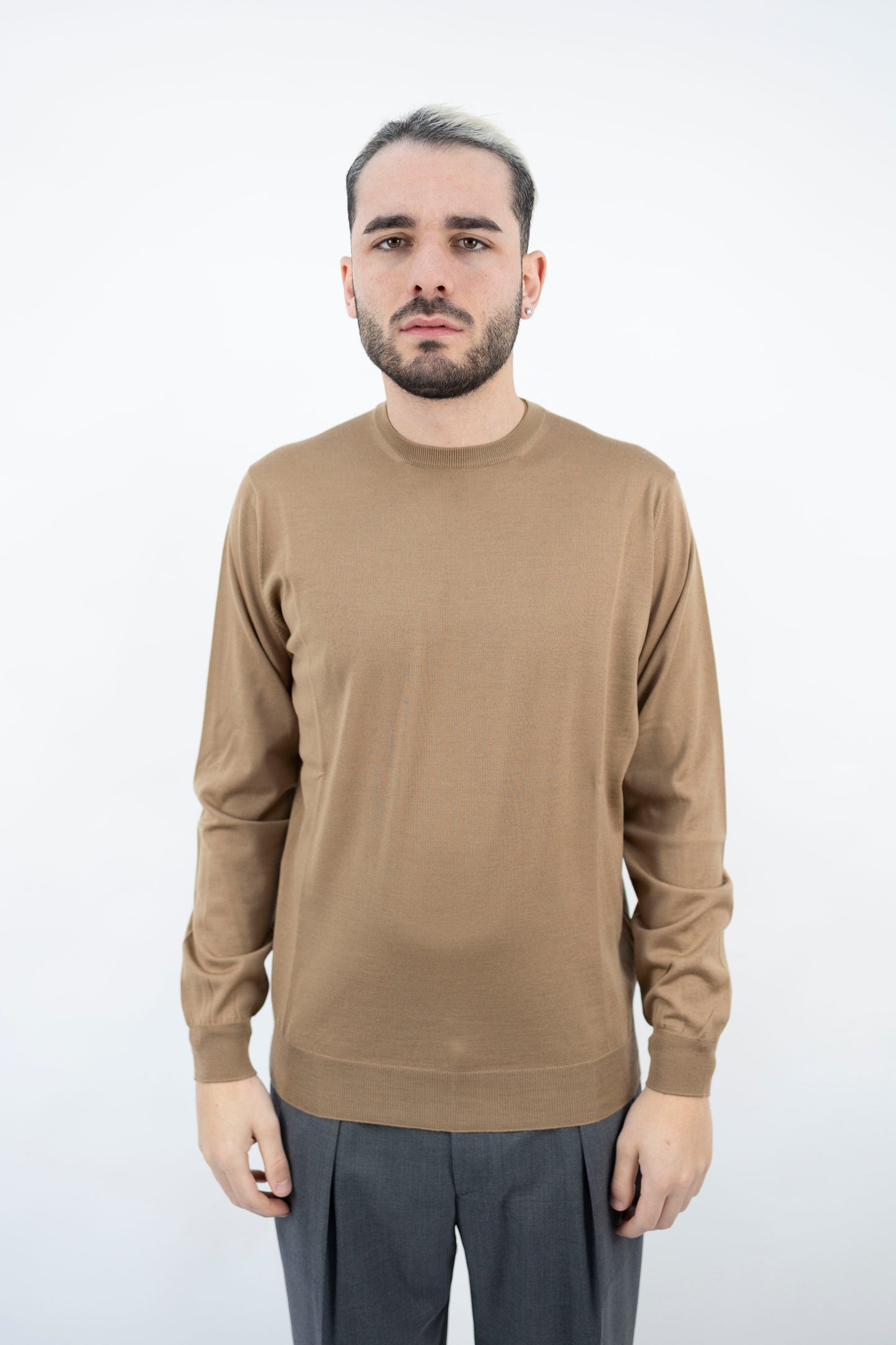 GIROCOLLO IN LANA MERINO SABBIA GC1ML RM16R 061 Filippo De Lurentiis