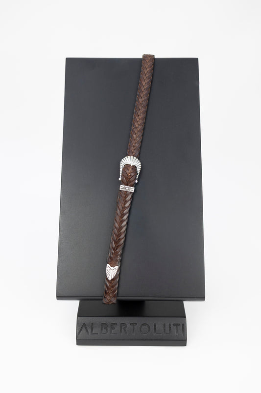 CINTURA IN PELLE TRECCIA MORO Alberto Luti