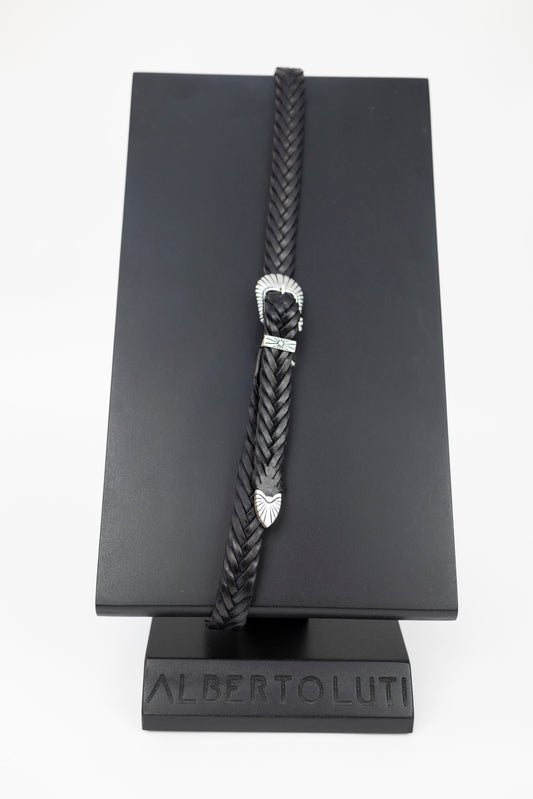 CINTURE IN PELLE TRECCIA NERO Alberto Luti