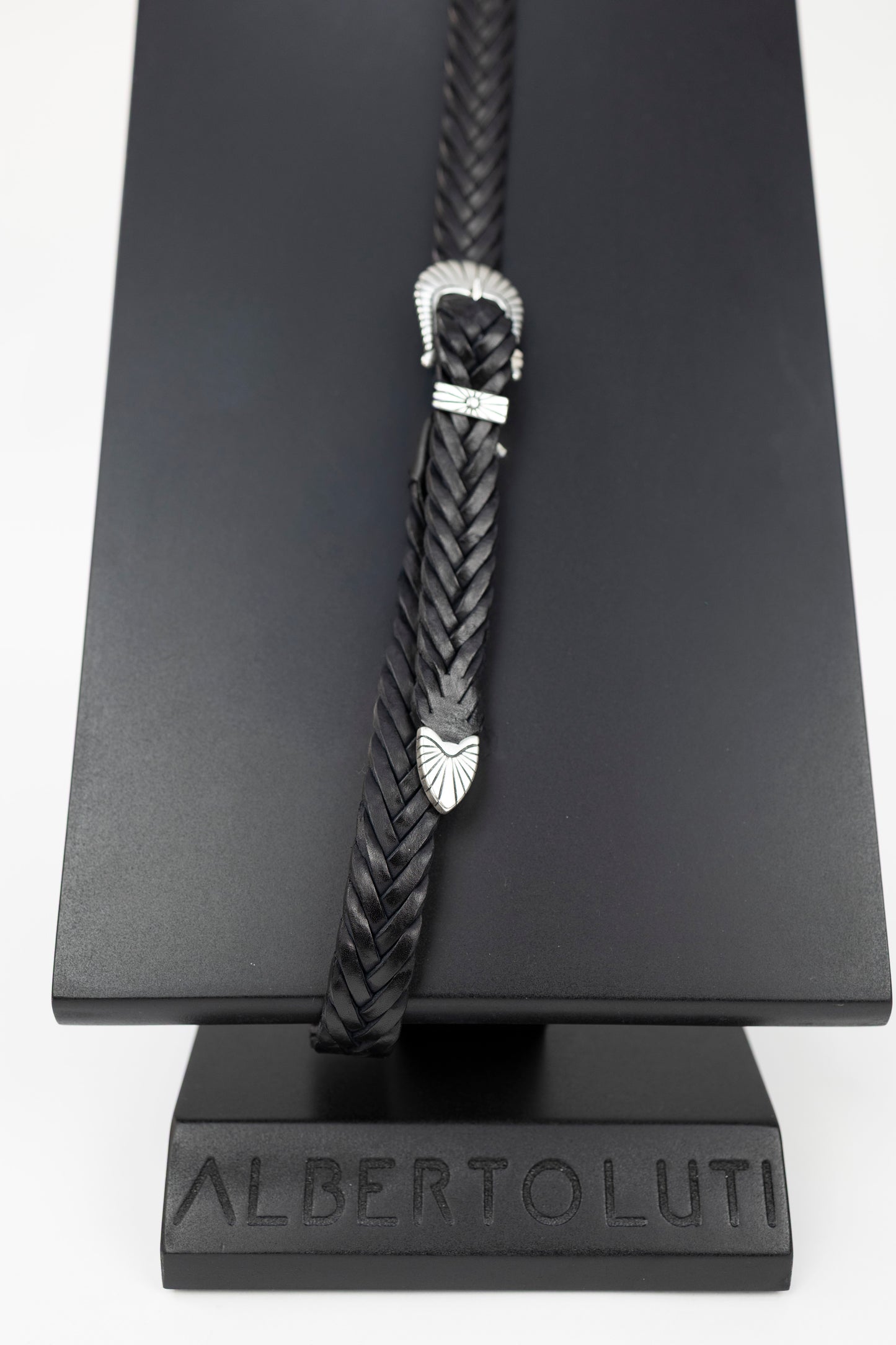 CINTURE IN PELLE TRECCIA NERO Alberto Luti