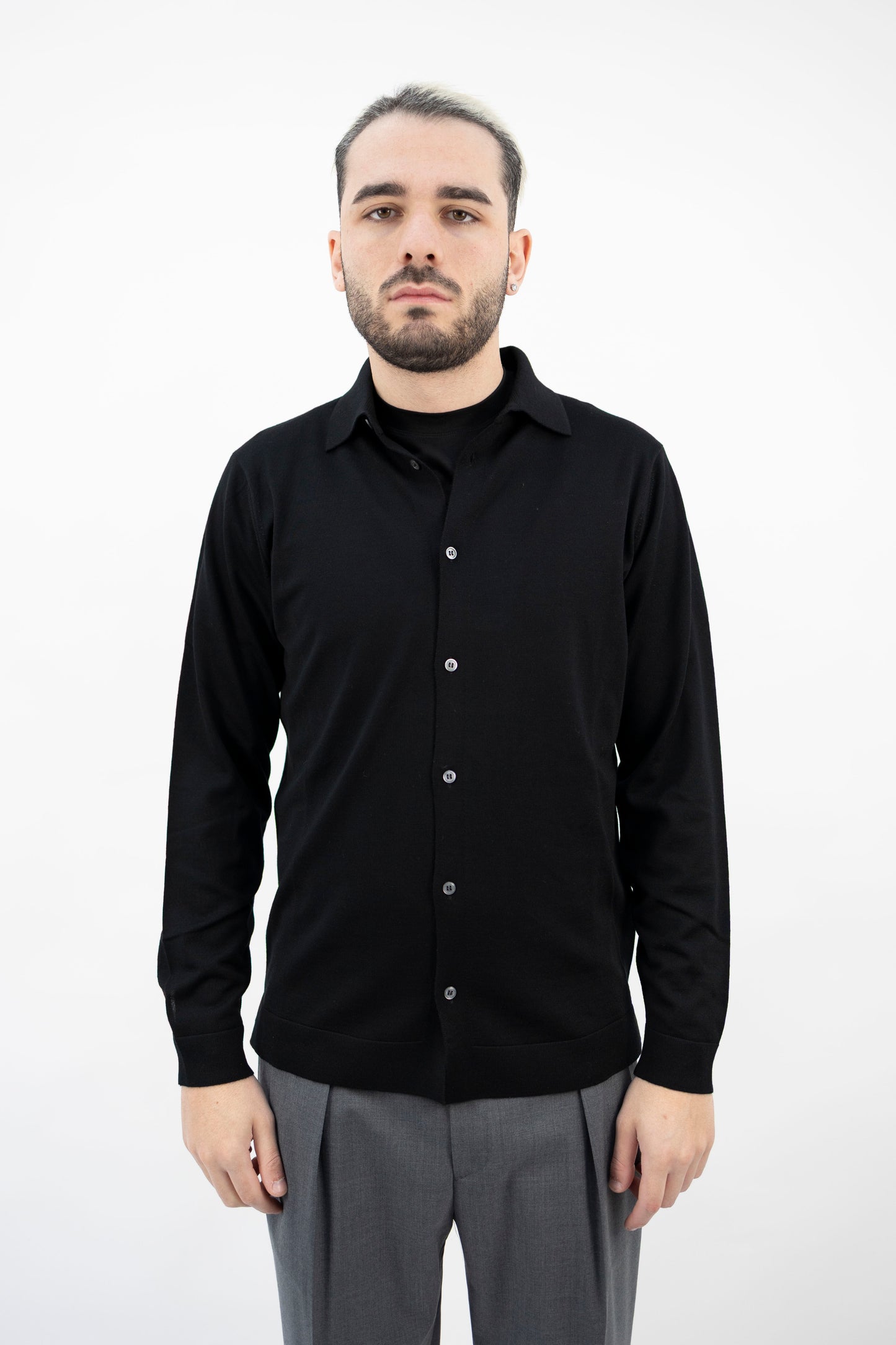 POLO CAMICIA IN LANA NERO CA0MLB RM16R 990  Filippo De Lurentiis