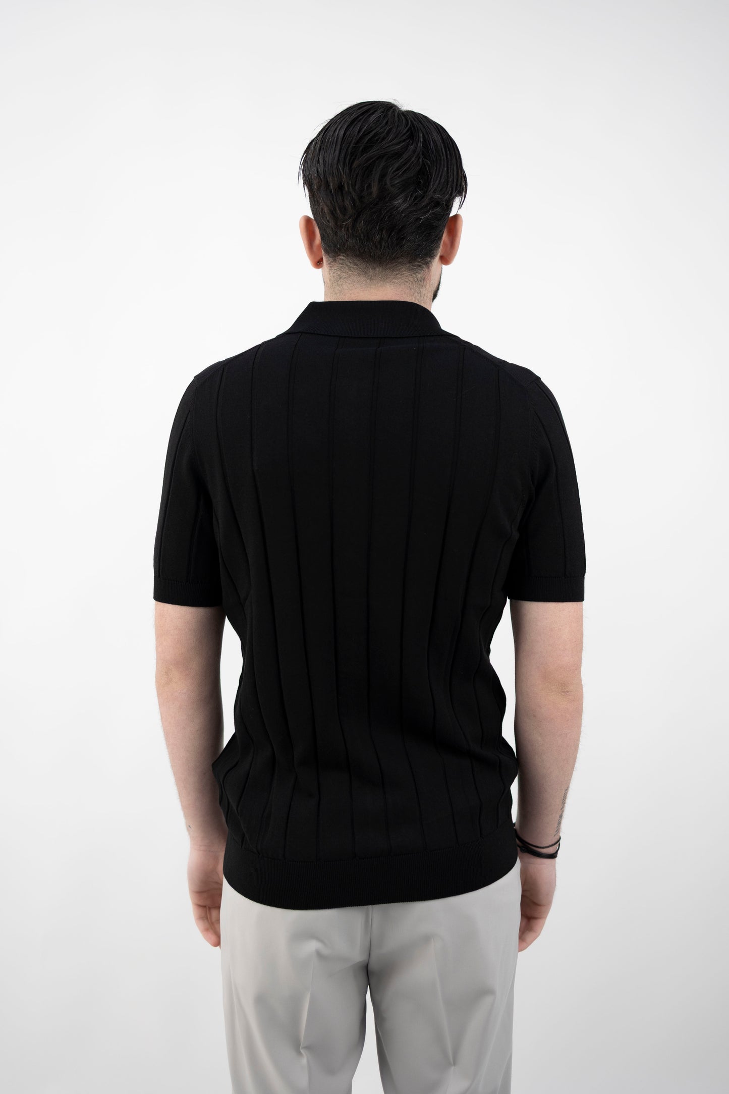 CAMICIA IN MAGLIA NERA A COSTE 57143/20634 099 GRAN SASSO