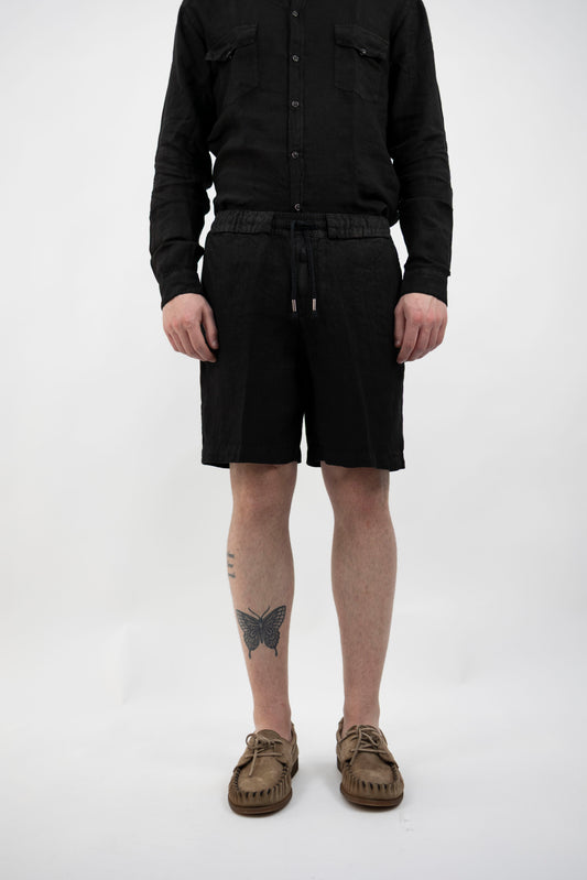 BERMUDA NERO IN LINO BIL17 CARBONE InLinum
