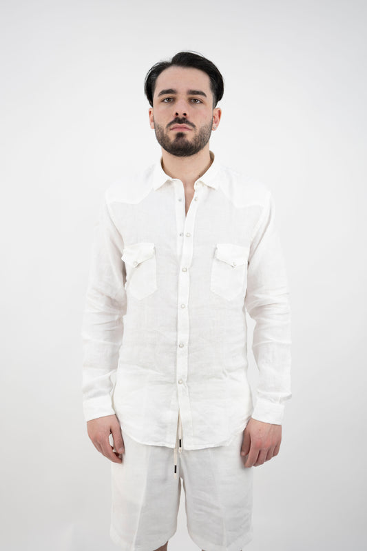CAMICIA IN LINO BIANCA BIL19 OFF WHITE InLinum