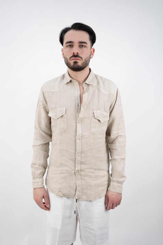 CAMICIA IN LINO TORTORA BIL19 TORTORA InLinum