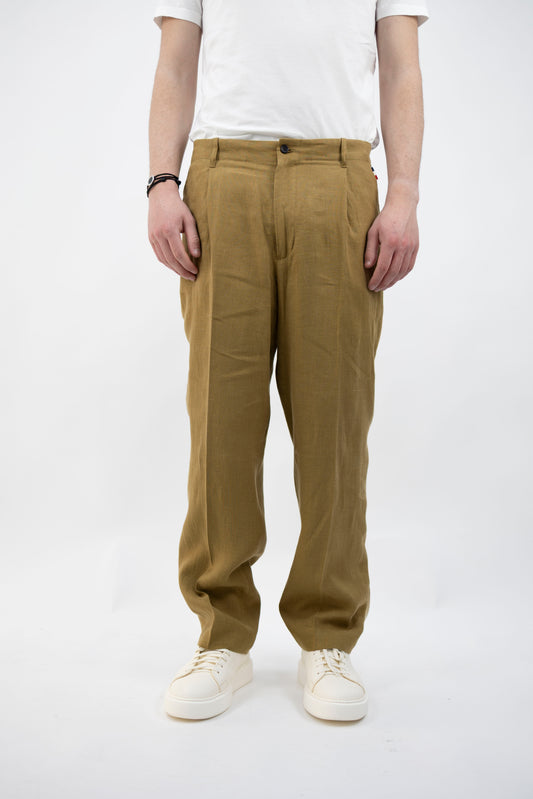 PANTALONE SENAPE IN LINO ANDREW/5K013 New York Resident