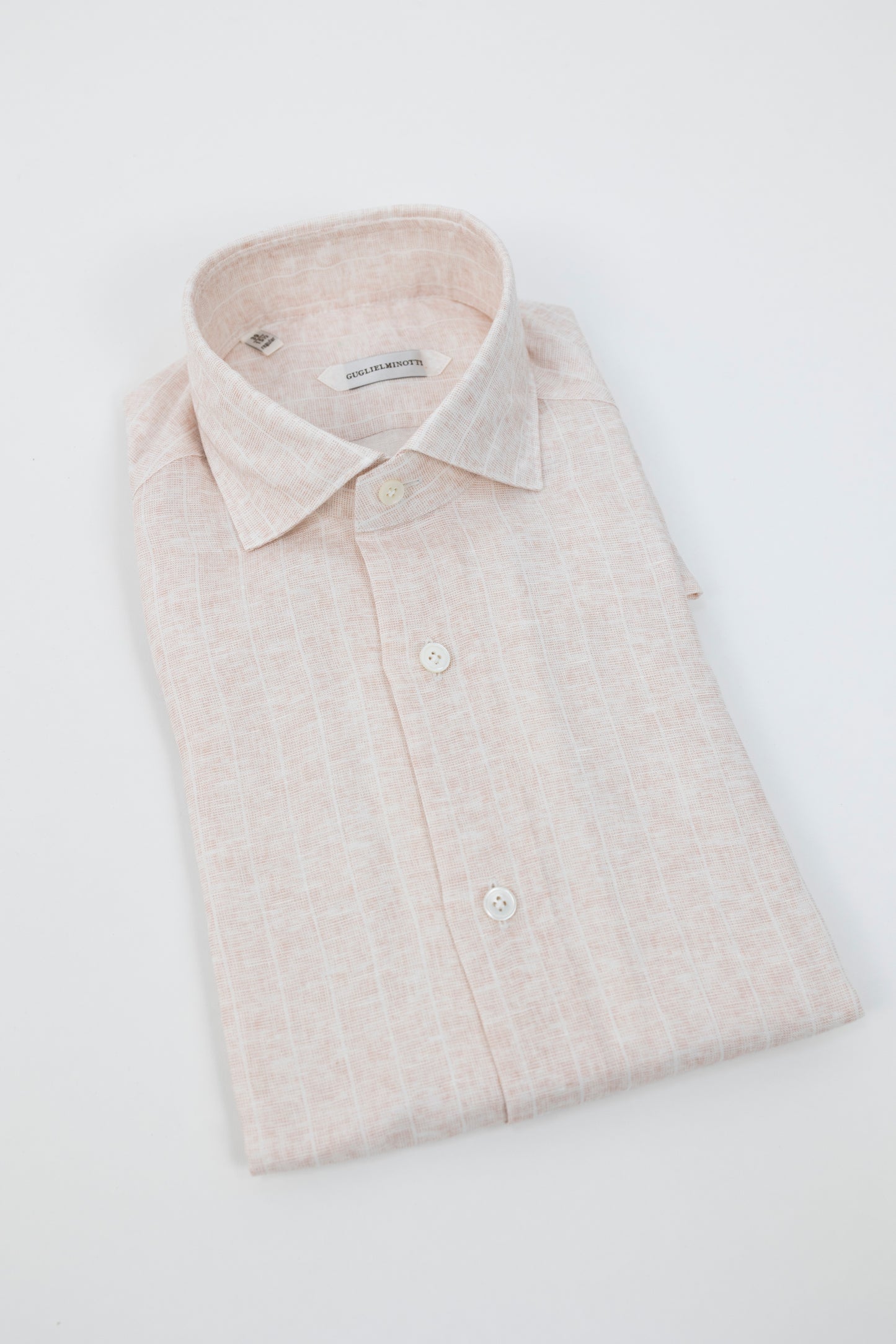 CAMICIA LINO 1JHDGPG RI1 RIGHE BIANCO ROSA GUGLIELMINOTTI