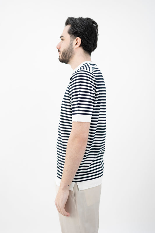 T-SHIRT A RIGHE NAVY/LATTE S0MC CR14R1 8920 Filippo De Lurentiis