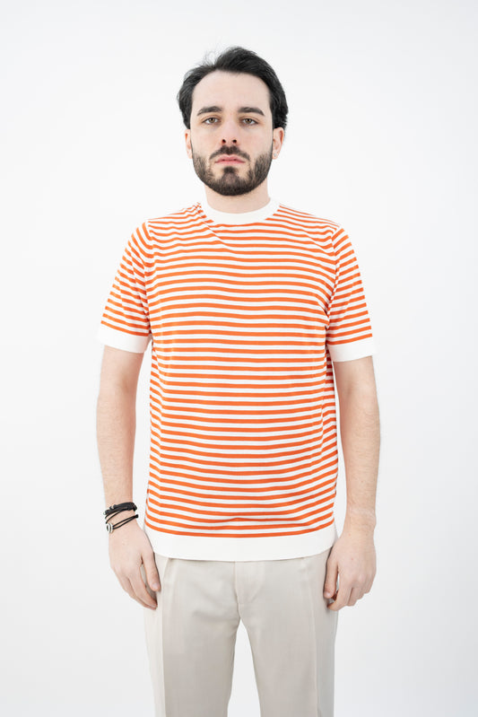 T-SHIRT A RIGHE CAROTA/LATTE TS0MC CR14R1 2320 Filippo De Lurentiis