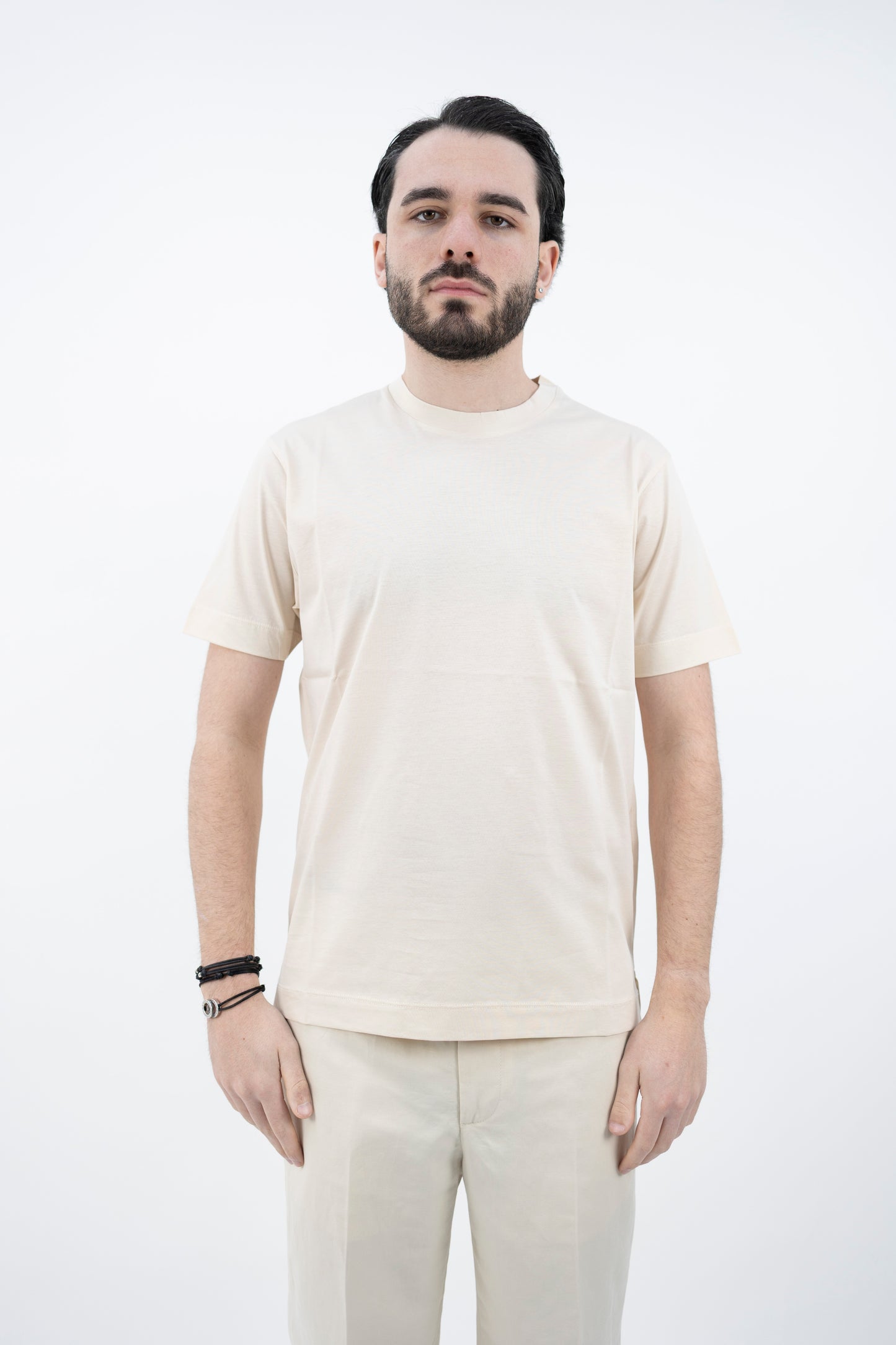 T-SHIRT GIROCOLLO BURRO DF4315 100 DANIELE FIESOLI