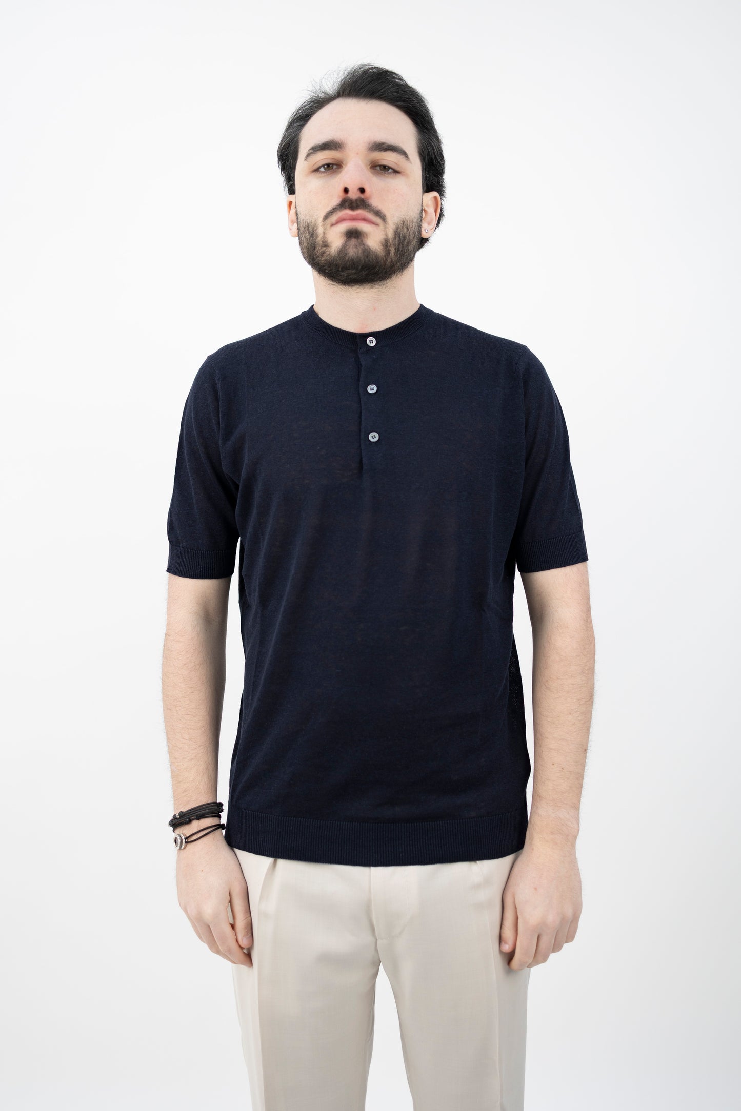 MAGLIA SETA&LINO BLU NAVY SE1MC LS16R 890 Filippo De Lurentiis