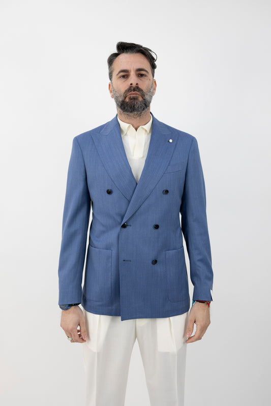 GIACCA DOPPIOPETTO SOLARO AZZURRA 63395/3 2405 Luigi Bianchi