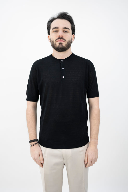 MAGLIA SETA&LINO NERA SE1MC LS16R 990 Filippo De Lurentiis