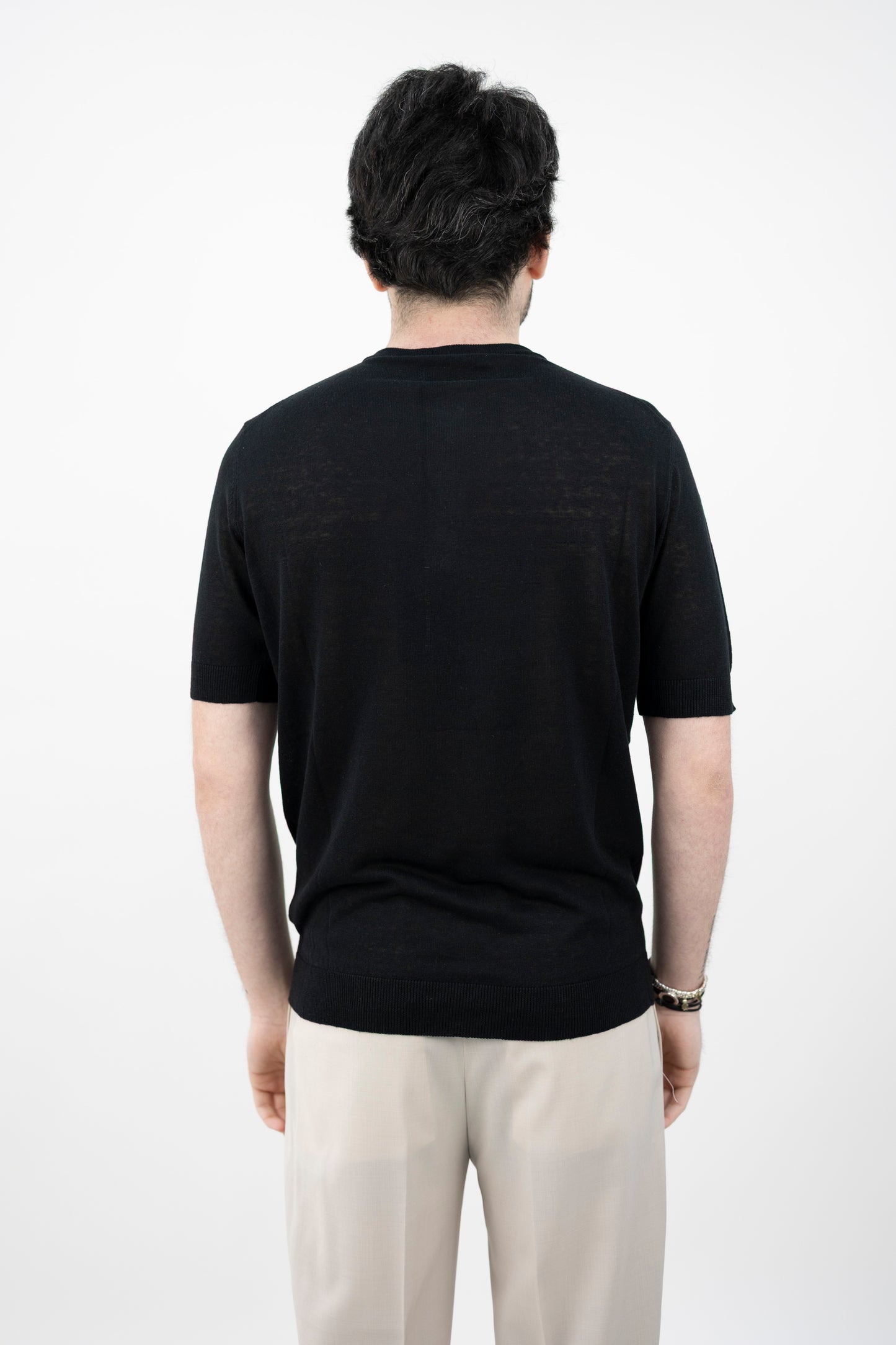 MAGLIA SETA&LINO NERA SE1MC LS16R 990 Filippo De Lurentiis