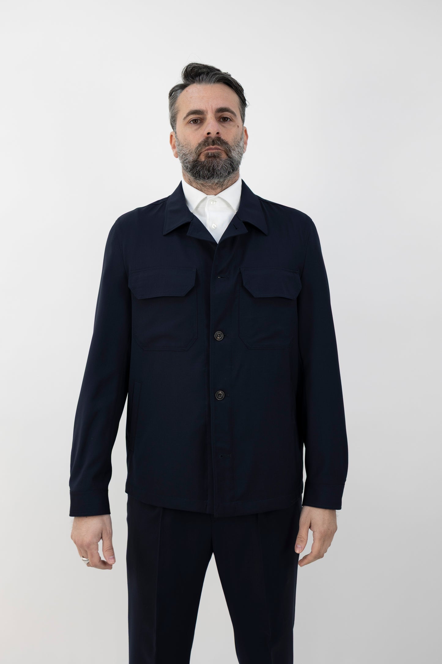 OVERSHIRT LANA VERGINE BLU 64215/4 2890 L.B.M.