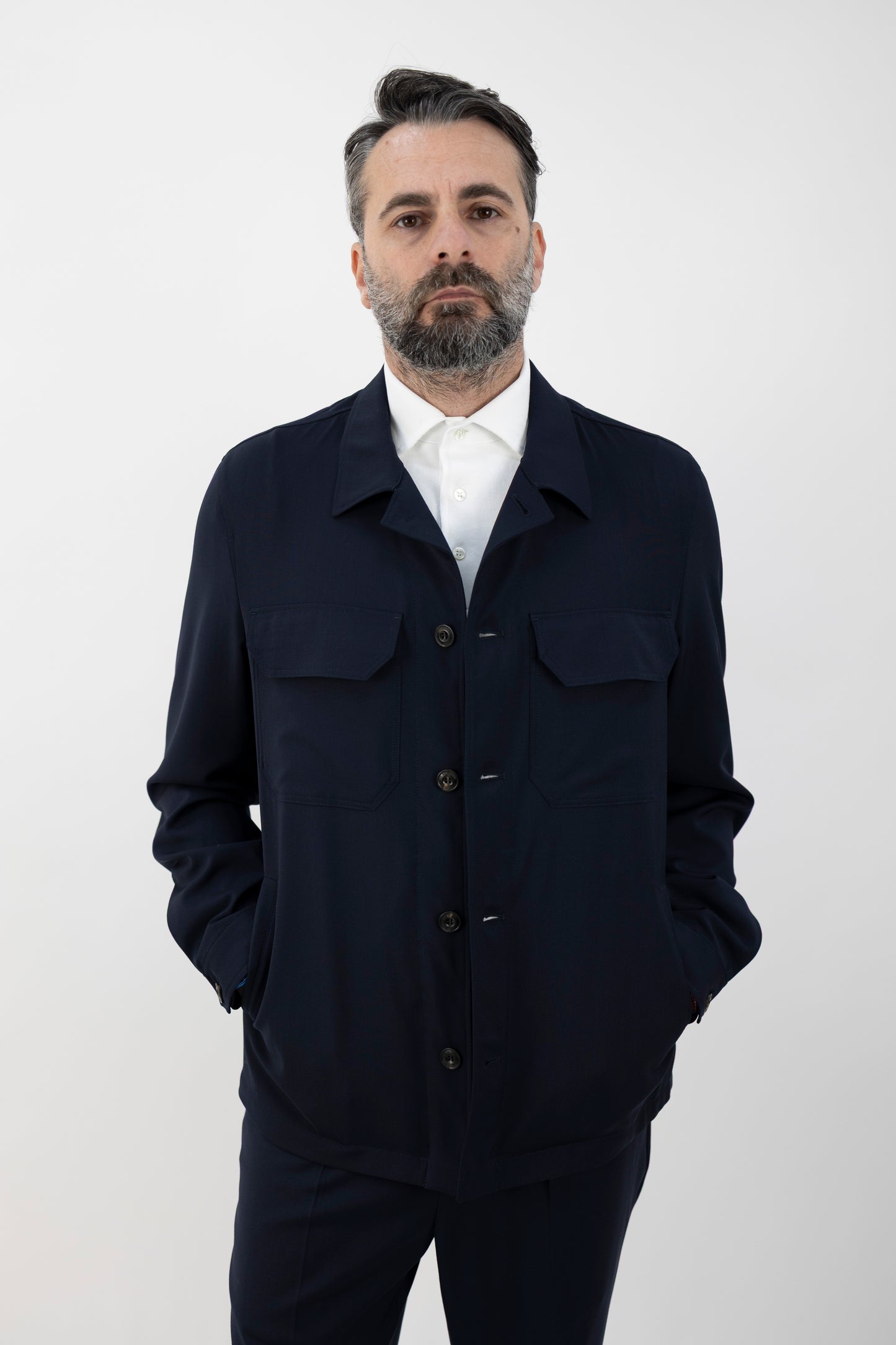 OVERSHIRT LANA VERGINE BLU 64215/4 2890 L.B.M.