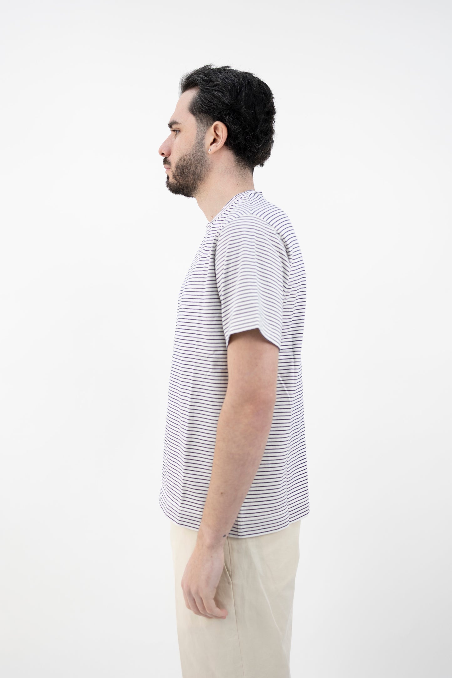 T-SHIRT A RIGHE ECRU BLU CN5340 003 CIRCOLO 1901
