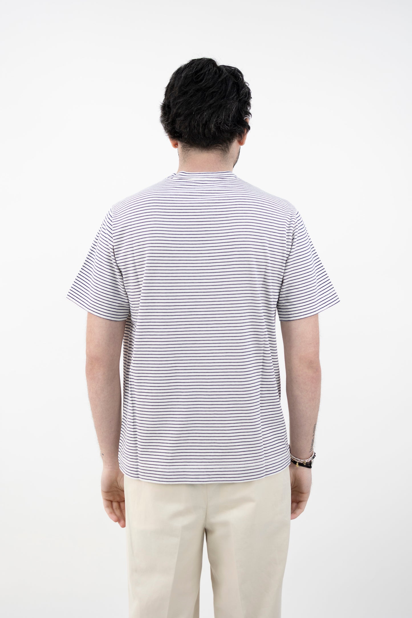 T-SHIRT A RIGHE ECRU BLU CN5340 003 CIRCOLO 1901
