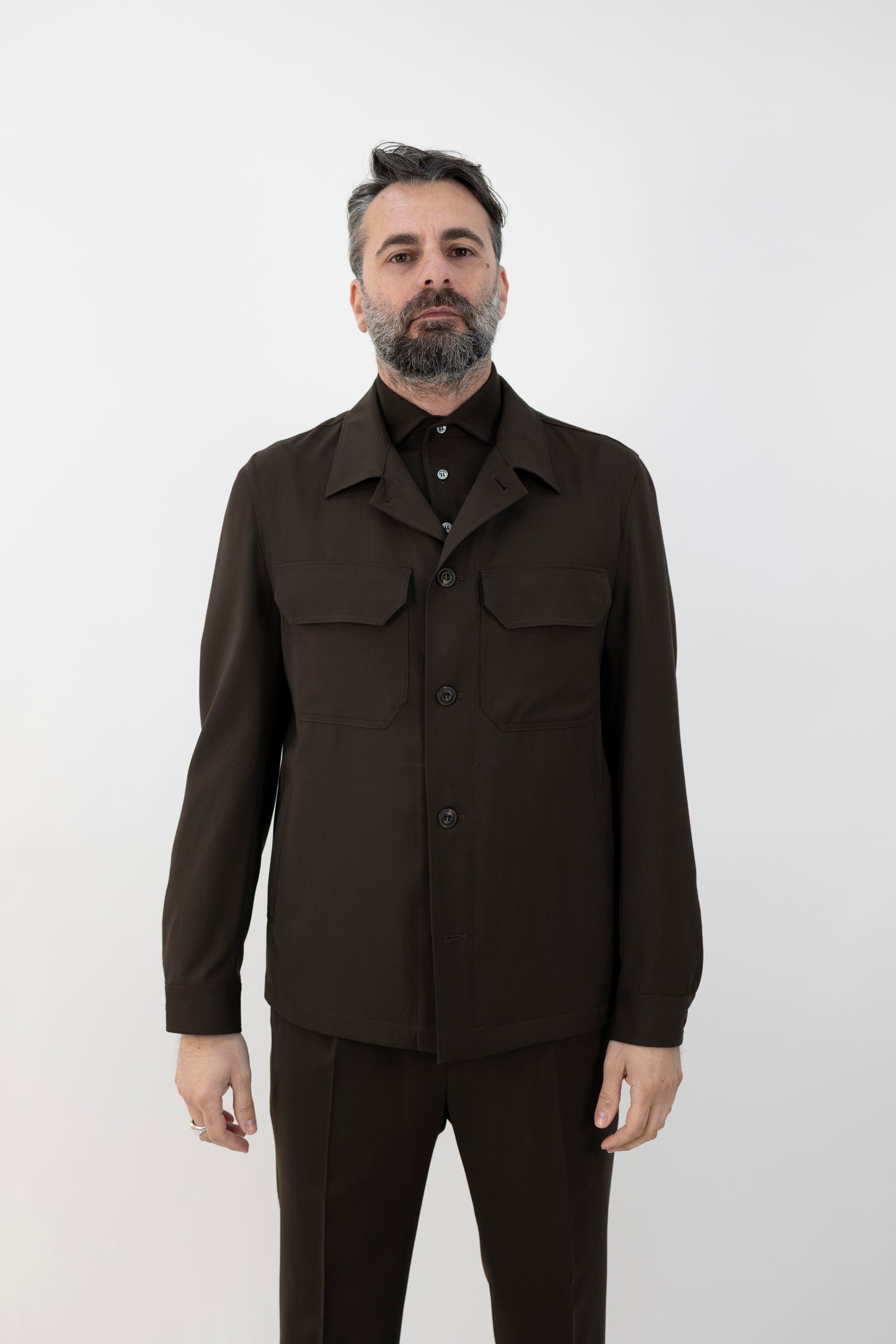 OVERSHIRT IN LANA VERGINE MARRONE 64214/5 2890  L.B.M.