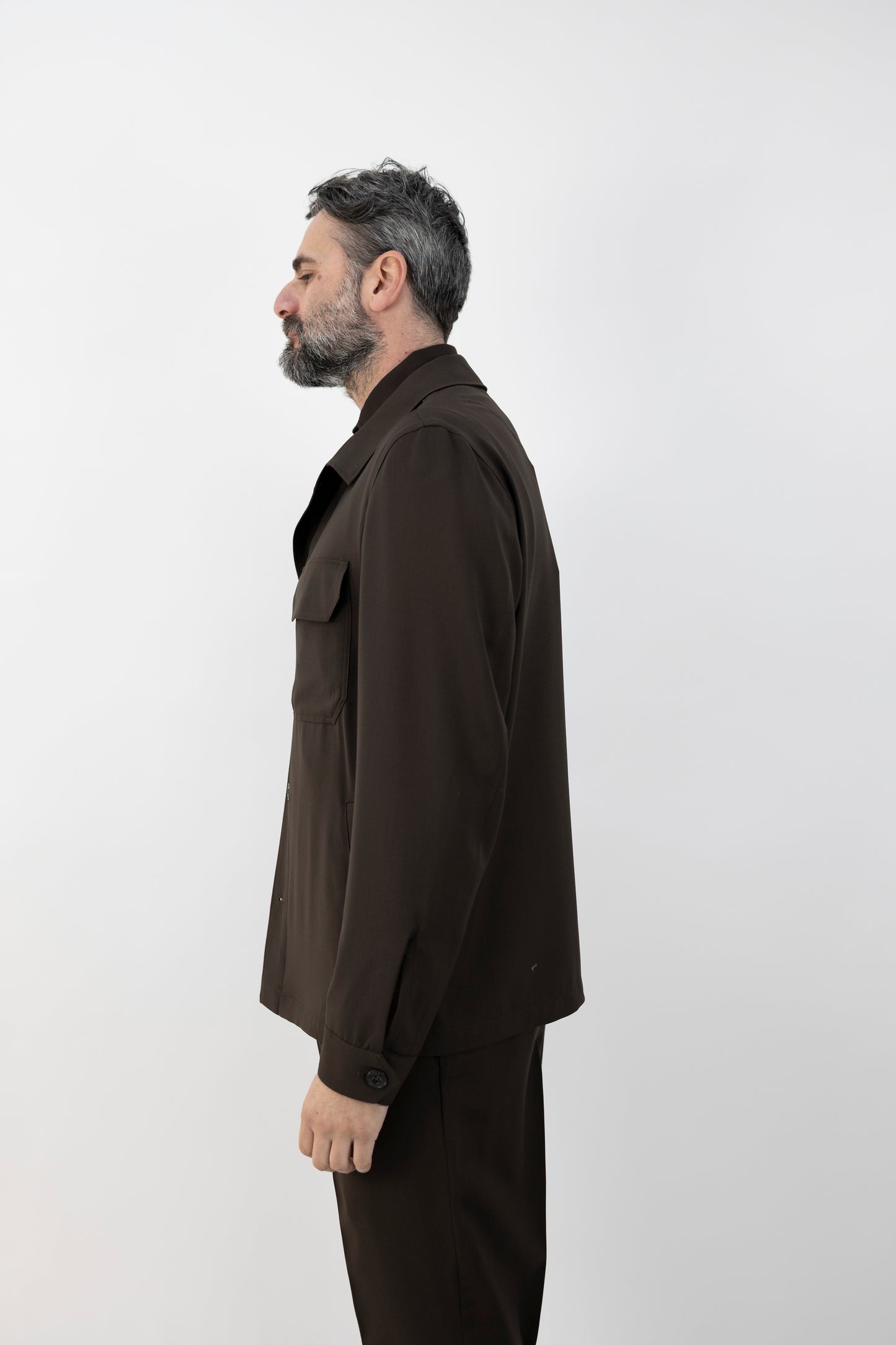 OVERSHIRT IN LANA VERGINE MARRONE 64214/5 2890  L.B.M.