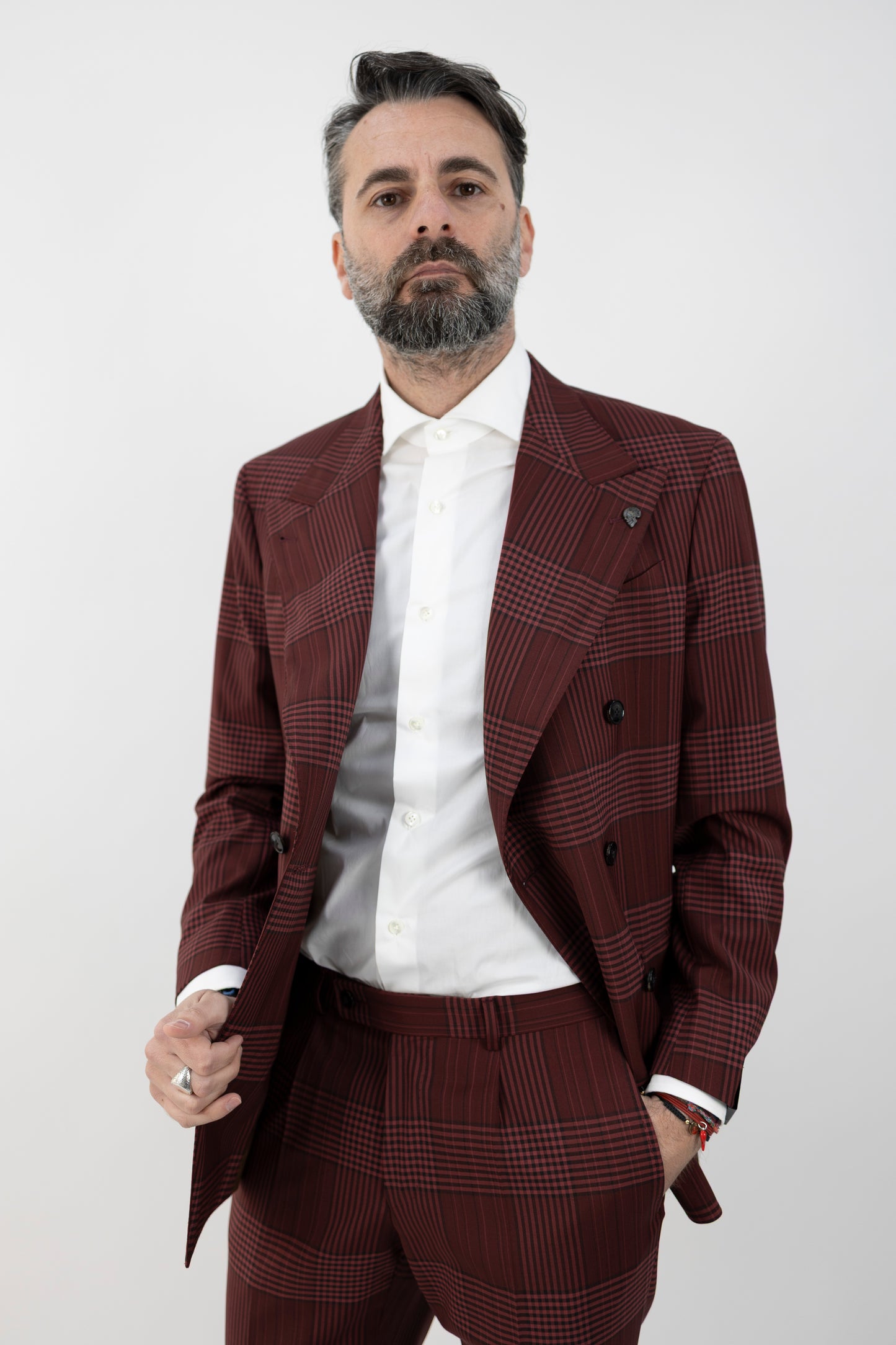 ABITO DOPPIOPETTO A QUADRI BORDEAUX 63378/2 3740 GABRIELE PASINI