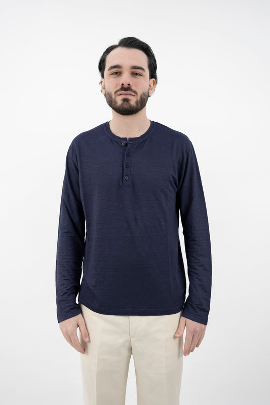 MAGLIA IN LINO BLU NOTTE DF0603 124 DANIELE FIESOLI
