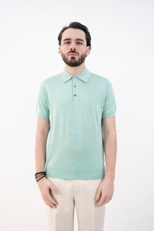 POLO SETA&COTONE VERDE GIADA DC1-22103 670 Della Ciana