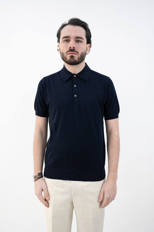 POLO SETA&COTONE  BLU NAVY DC1-22103 590 Della Ciana