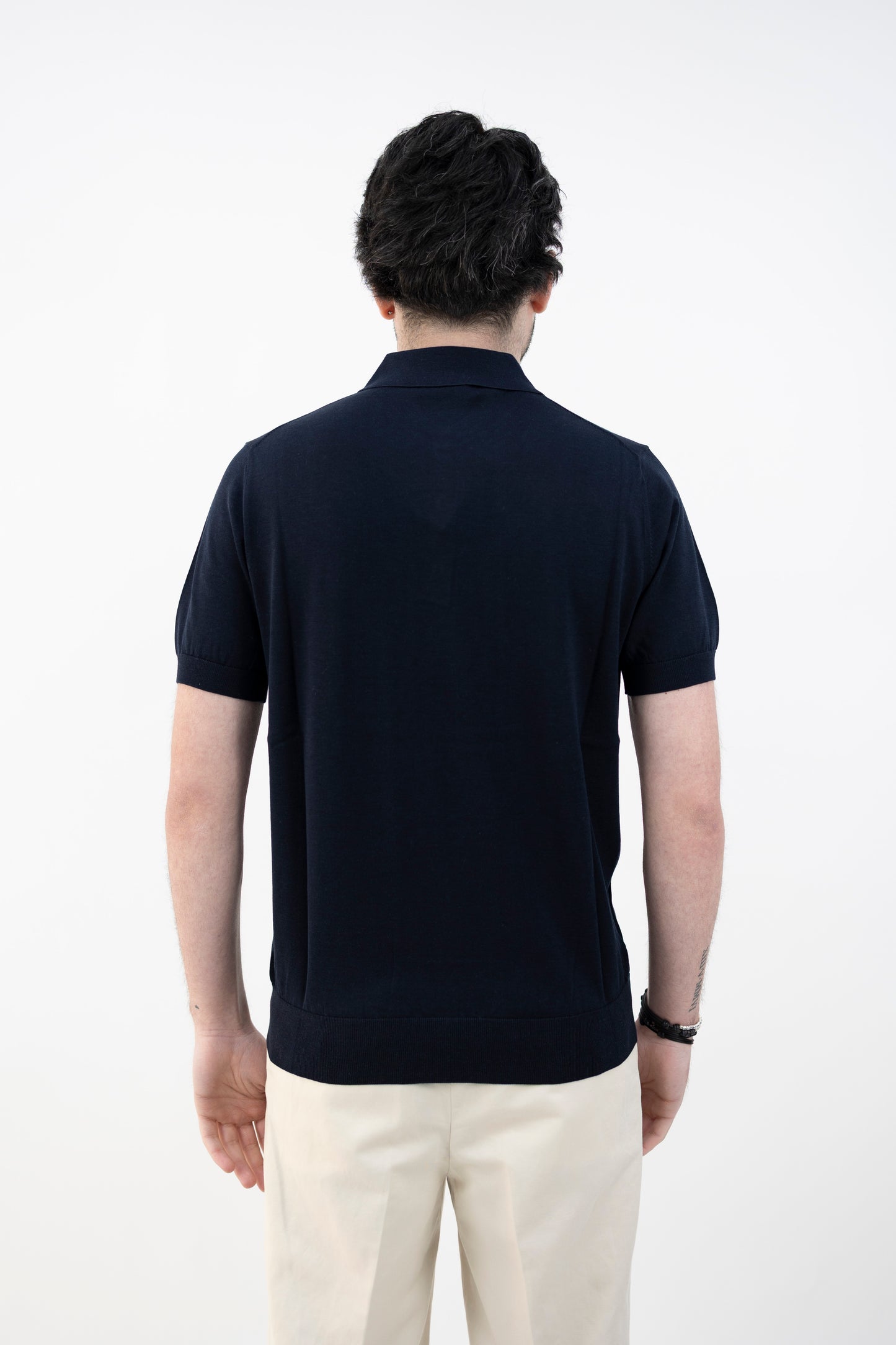 POLO SETA&COTONE  BLU NAVY DC1-22103 590 Della Ciana