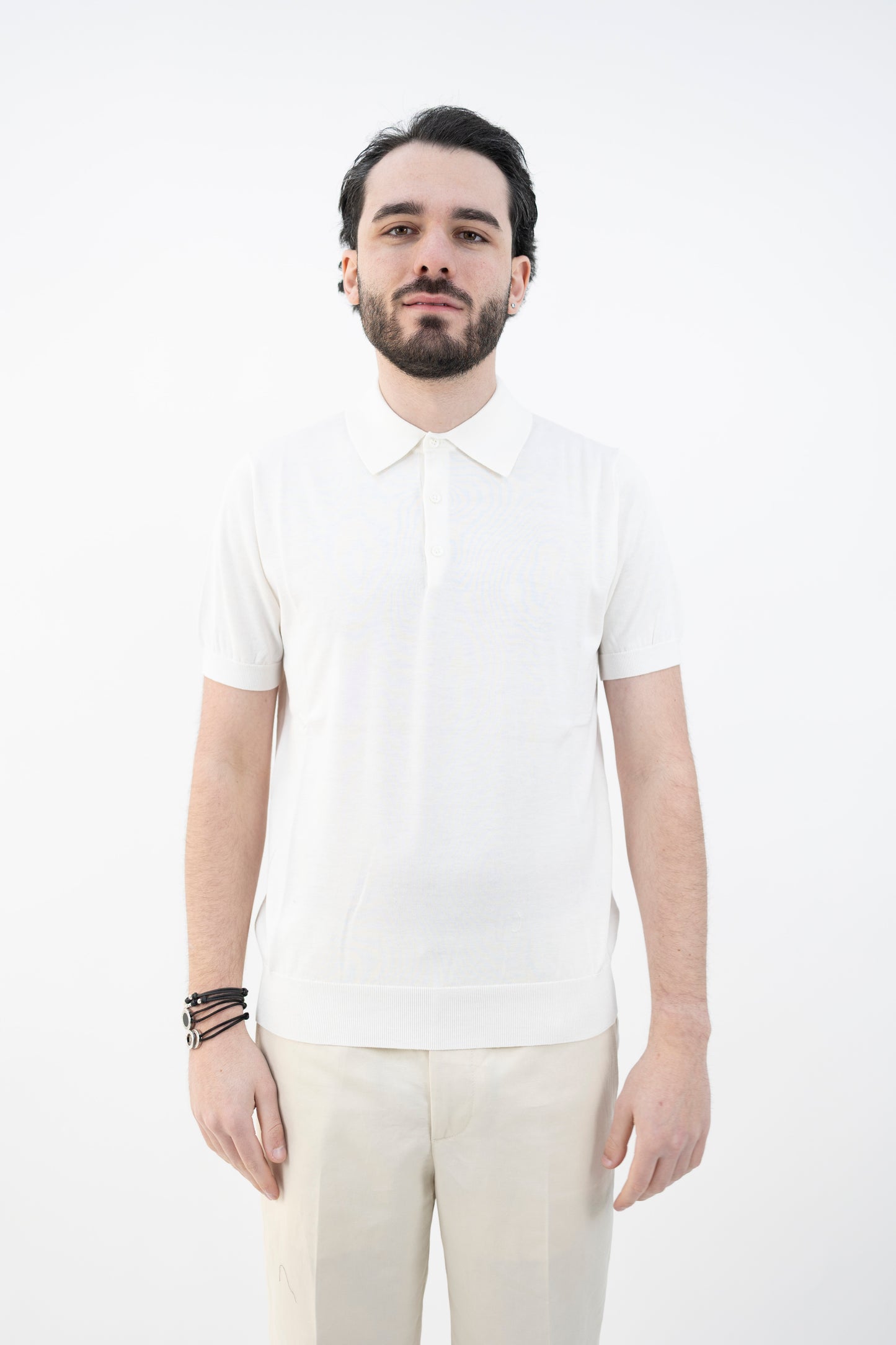 POLO SETA&COTONE BIANCO NATURALE DC1-22103 200 Della Ciana