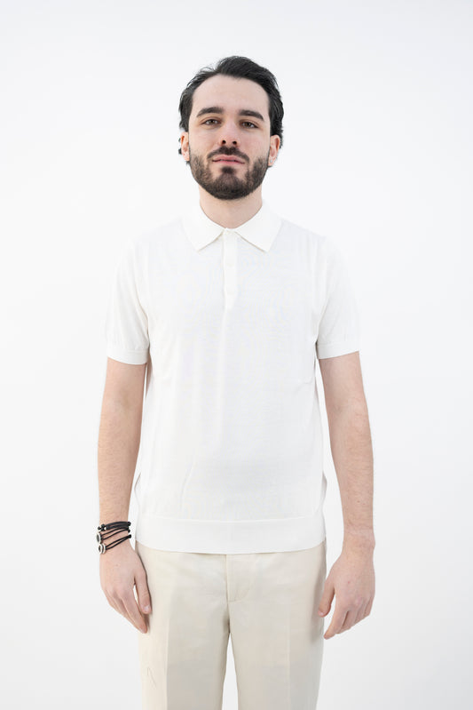 POLO SETA&COTONE BIANCO NATURALE DC1-22103 200 Della Ciana