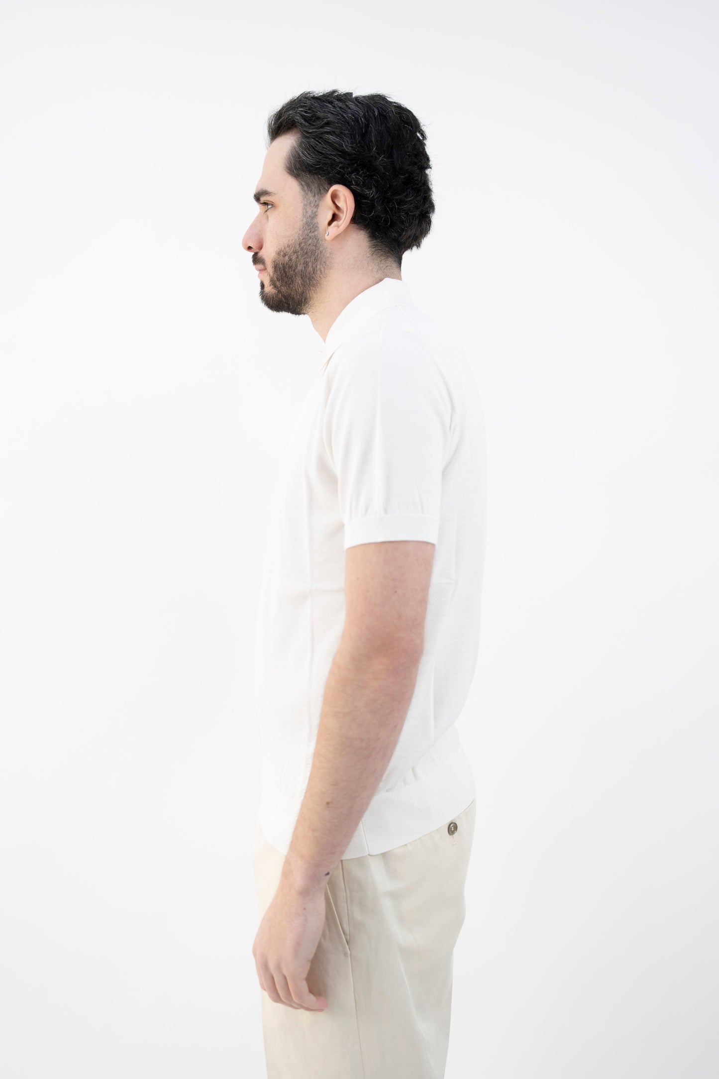 POLO SETA&COTONE BIANCO NATURALE DC1-22103 200 Della Ciana