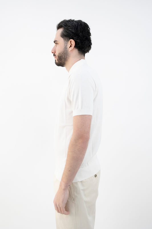 POLO SETA&COTONE BIANCO NATURALE DC1-22103 200 Della Ciana