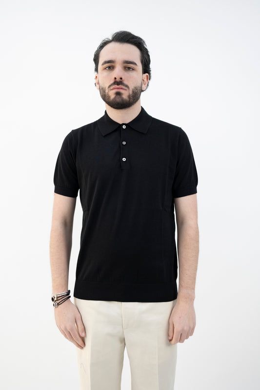 POLO SETA&COTONE NERA DC1-22103 999 Della Ciana