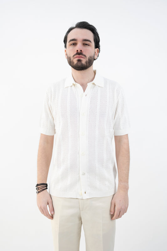 POLO CAMICIA TRAFORATA BIANCA DC1-25179 100 Della Ciana